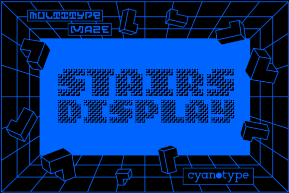 MultiType Maze Stairs Display: A Trendy Pixel Font for Modern Branding
